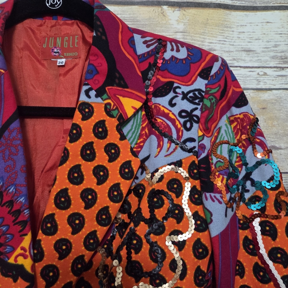 Vintage Kenzo Jungle Patchwork Sequin Embellished… - image 7